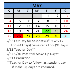 District School Academic Calendar for Paul Hadley Middle Sch for May 2025