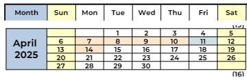 District School Academic Calendar for Diablo View Middle for April 2025