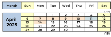 District School Academic Calendar for Valle Verde Elementary for April 2025