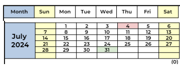 District School Academic Calendar for Prospect High (CONT.) for July 2024