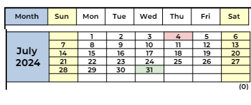District School Academic Calendar for Delta View Elementary for July 2024