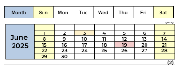 District School Academic Calendar for Walnut Acres Elementary for June 2025