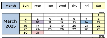 District School Academic Calendar for MT. Diablo Elementary for March 2025