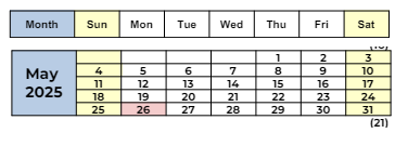 District School Academic Calendar for Horizons Alternative for May 2025