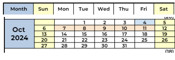 District School Academic Calendar for Fair Oaks Elementary for October 2024