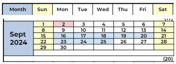 District School Academic Calendar for Sequoia Elementary for September 2024
