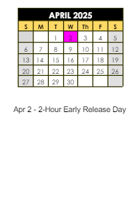 District School Academic Calendar for Mccordsville Elementary School for April 2025