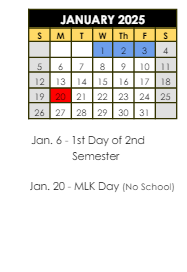 District School Academic Calendar for Mccordsville Elementary School for January 2025