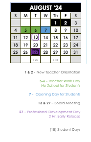 District School Academic Calendar for West View Elementary School for August 2024