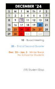 District School Academic Calendar for West View Elementary School for December 2024