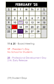 District School Academic Calendar for West View Elementary School for February 2025