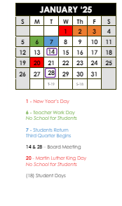 District School Academic Calendar for West View Elementary School for January 2025