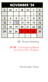 District School Academic Calendar for West View Elementary School for November 2024