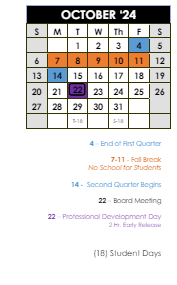 District School Academic Calendar for West View Elementary School for October 2024