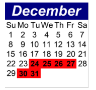 District School Academic Calendar for P.S.  21 Edward Hart School for December 2024