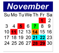 District School Academic Calendar for P.S.  21 Edward Hart School for November 2024