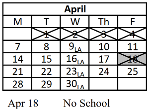 District School Academic Calendar for Scott Elementary School for April 2025
