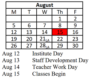 District School Academic Calendar for Scott Elementary School for August 2024