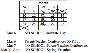 District School Academic Calendar for Scott Elementary School for March 2025