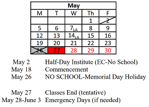 District School Academic Calendar for Scott Elementary School for May 2025