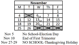 District School Academic Calendar for Scott Elementary School for November 2024
