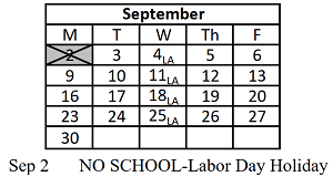 District School Academic Calendar for Scott Elementary School for September 2024