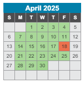 District School Academic Calendar for Granbery Elementary School for April 2025