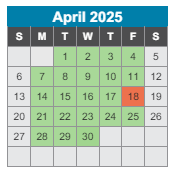 District School Academic Calendar for Cole Elementary School for April 2025