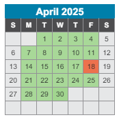 District School Academic Calendar for John Early Paideia Middle Magnet School for April 2025