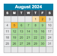 District School Academic Calendar for Granbery Elementary School for August 2024