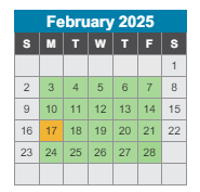 District School Academic Calendar for Cole Elementary School for February 2025