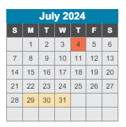 District School Academic Calendar for J E Moss Elementary School for July 2024
