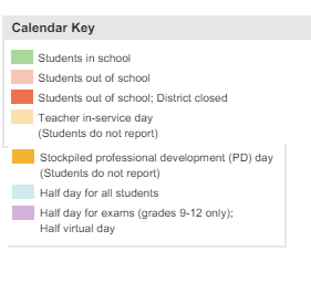 District School Academic Calendar Legend for Caldwell Enhanced Option