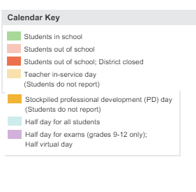District School Academic Calendar Legend for Cole Elementary School