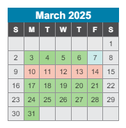 District School Academic Calendar for Cole Elementary School for March 2025