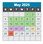 District School Academic Calendar for May Werthan Shayne Elementary School for May 2025