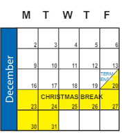 District School Academic Calendar for Park View School for December 2024