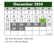 District School Academic Calendar for Georgetown Elementary School for December 2024