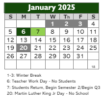 District School Academic Calendar for Georgetown Elementary School for January 2025