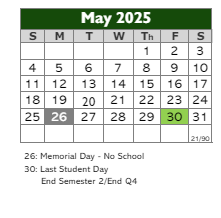 District School Academic Calendar for Georgetown Elementary School for May 2025