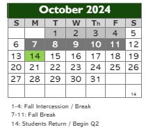 District School Academic Calendar for Georgetown Elementary School for October 2024