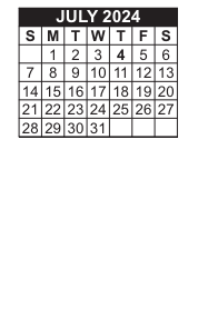 District School Academic Calendar for John B Devalles for July 2024