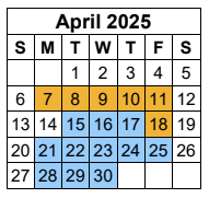 District School Academic Calendar for Project Restore for April 2025