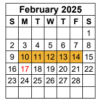 District School Academic Calendar for The Learning Ctr for February 2025