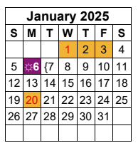 District School Academic Calendar for Project Restore for January 2025
