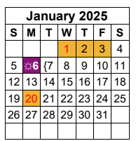 District School Academic Calendar for Kings Manor Elementary for January 2025