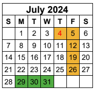 District School Academic Calendar for White Oak Middle School for July 2024