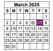 District School Academic Calendar for Project Restore for March 2025