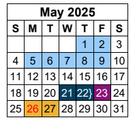 District School Academic Calendar for Valley Ranch Elementary for May 2025
