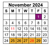 District School Academic Calendar for New Caney Elementary for November 2024